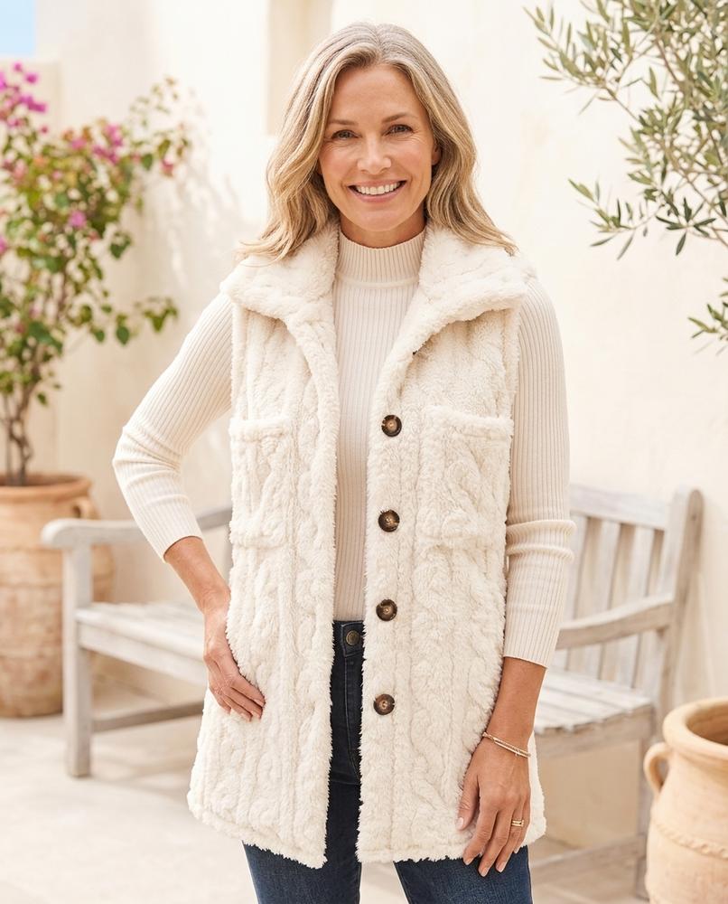 Chicos Designer - Mulom | Cable-Knit Plush Vest Women