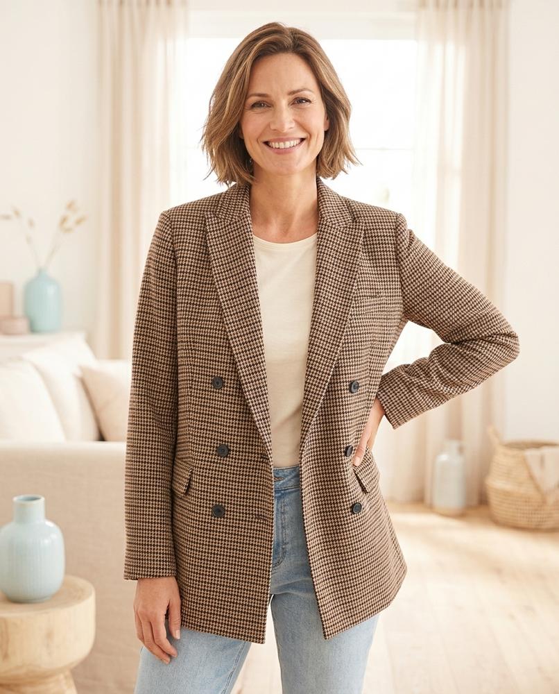 Chicos Designer - Zoton | Double-Breasted Houndstooth Blazer Women