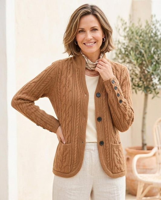 Chicos Designer - Kobes | Cable-Knit Button-Front Knit Cardigan Women