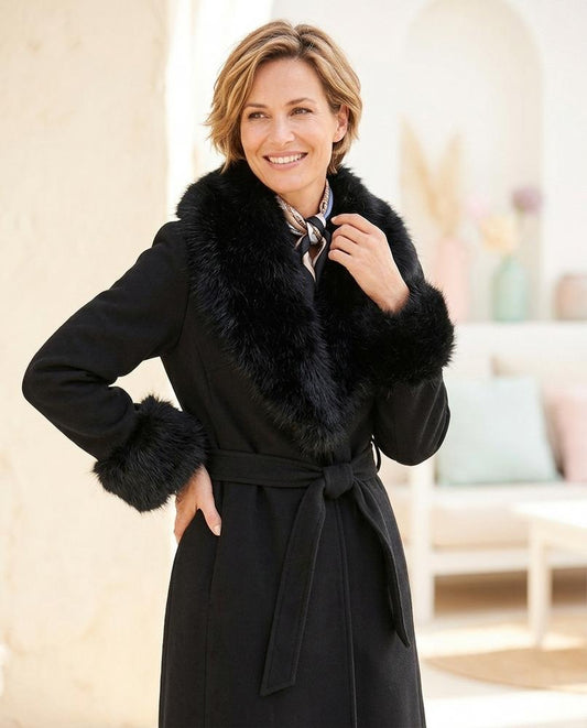 Chicos Designer - Audat | Fur-Trimmed Belted Coat Women