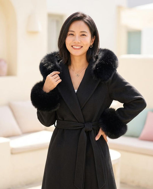 Chicos Designer - Tirik | Belted Fur-Trimmed Coat Women