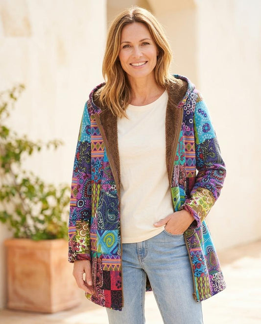 Chicos Designer - Eovit | Hooded Patchwork Coat Women