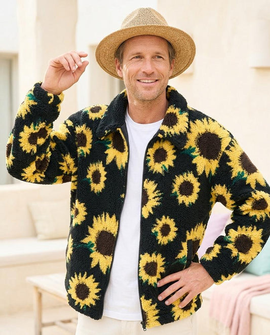 Chicos Designer - Rilod | Sunflower-Print Fleece Jacket Men