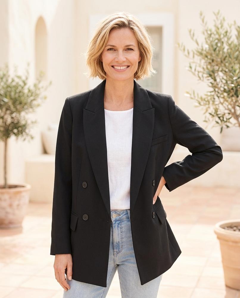 Chicos Designer - Aibav | Double-Breasted Notched-Lapel Blazer Women
