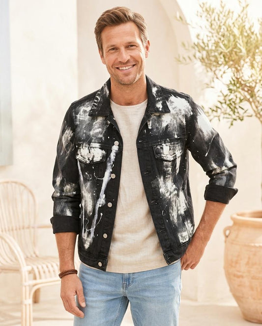Chicos Designer - Covak | Paint-Splatter Button-Up Denim Jacket Men
