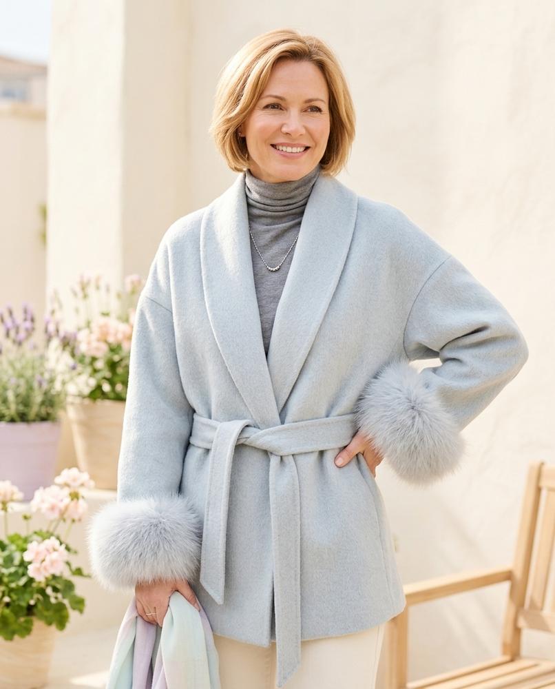 Chicos Designer - Aikak | Belted Fur-Trimmed Coat Women