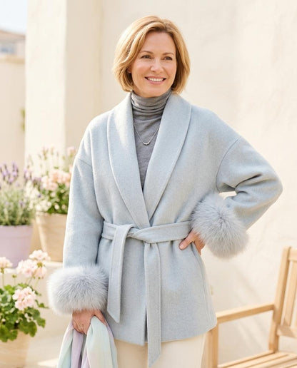 Chicos Designer - Aikak | Belted Fur-Trimmed Coat Women