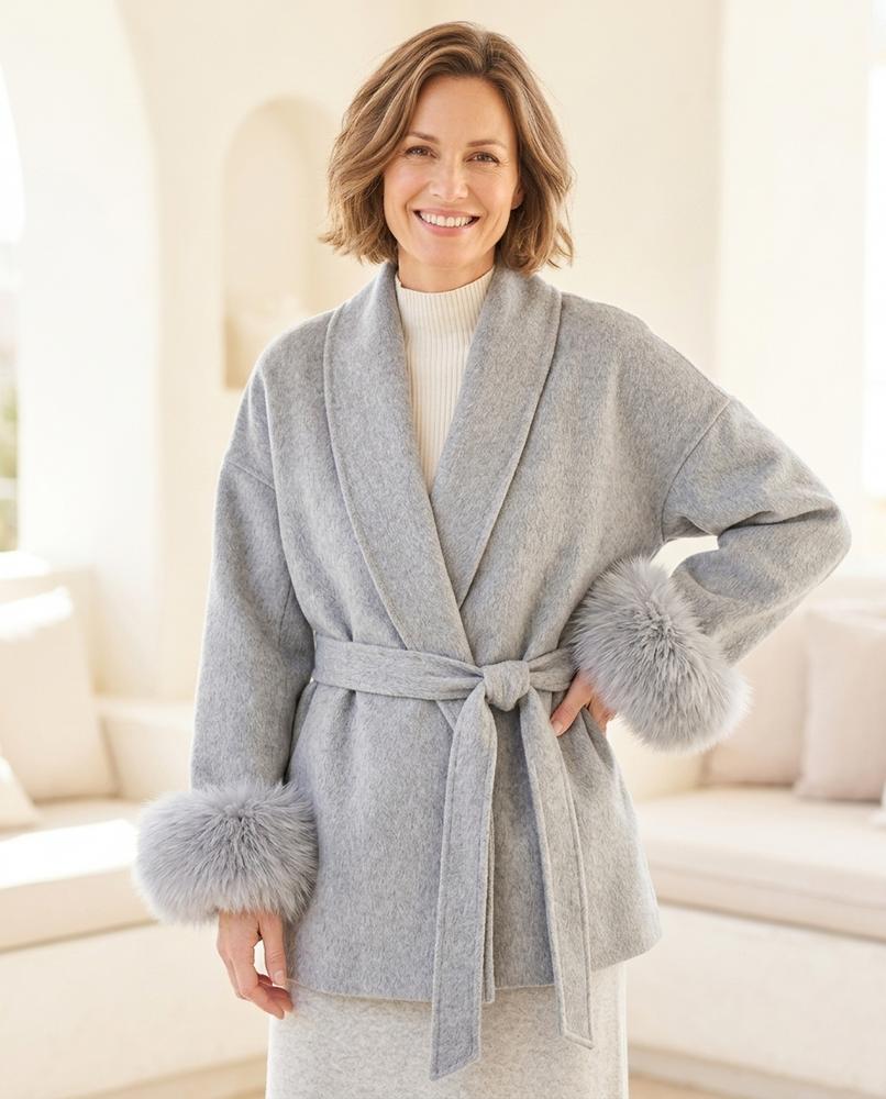 Chicos Designer - Aikak | Belted Fur-Trimmed Coat Women
