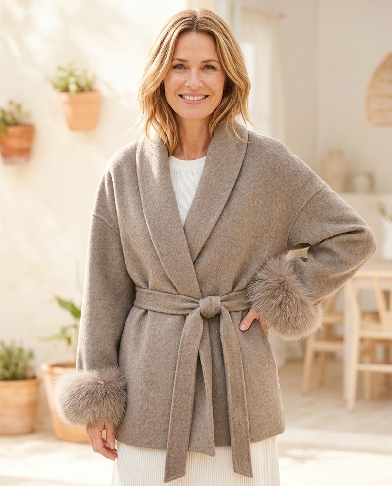 Chicos Designer - Aikak | Belted Fur-Trimmed Coat Women