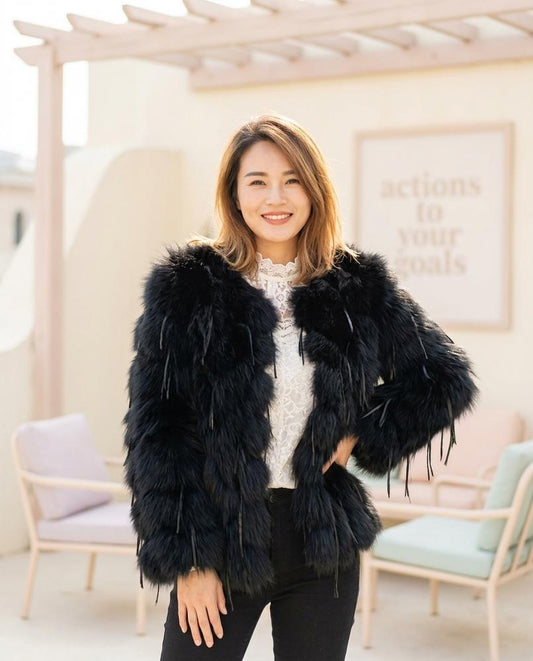 Chicos Designer - Aetad | Tiered Fox Fur Jacket Women