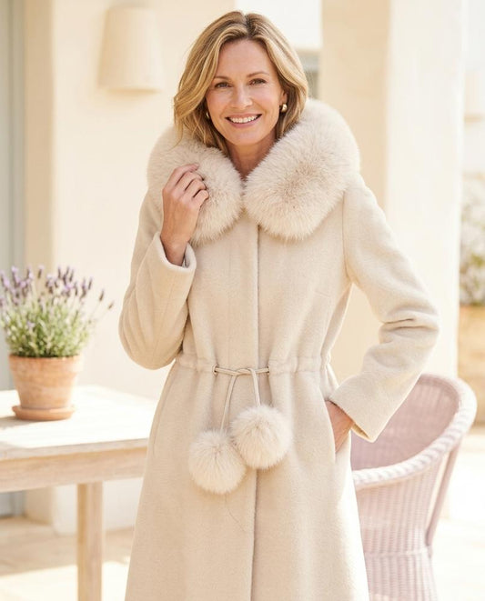 Chicos Designer - Aarom | Faux-Fur Collar Drawstring-Waist Coat Women